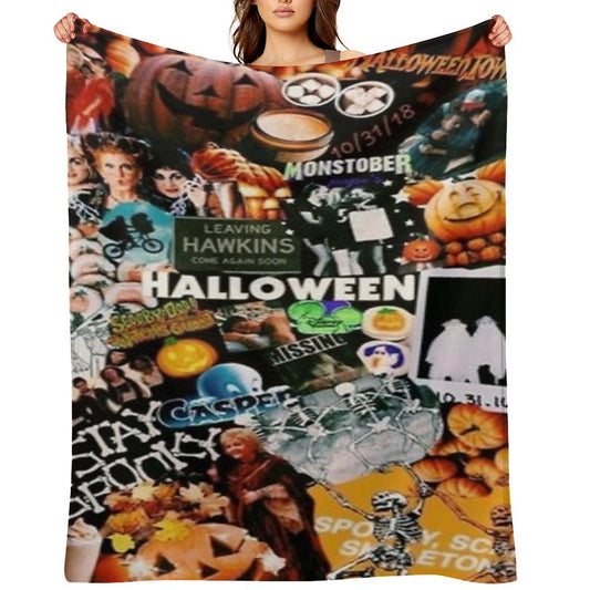 Halloween Collage Durable Throw Blanket