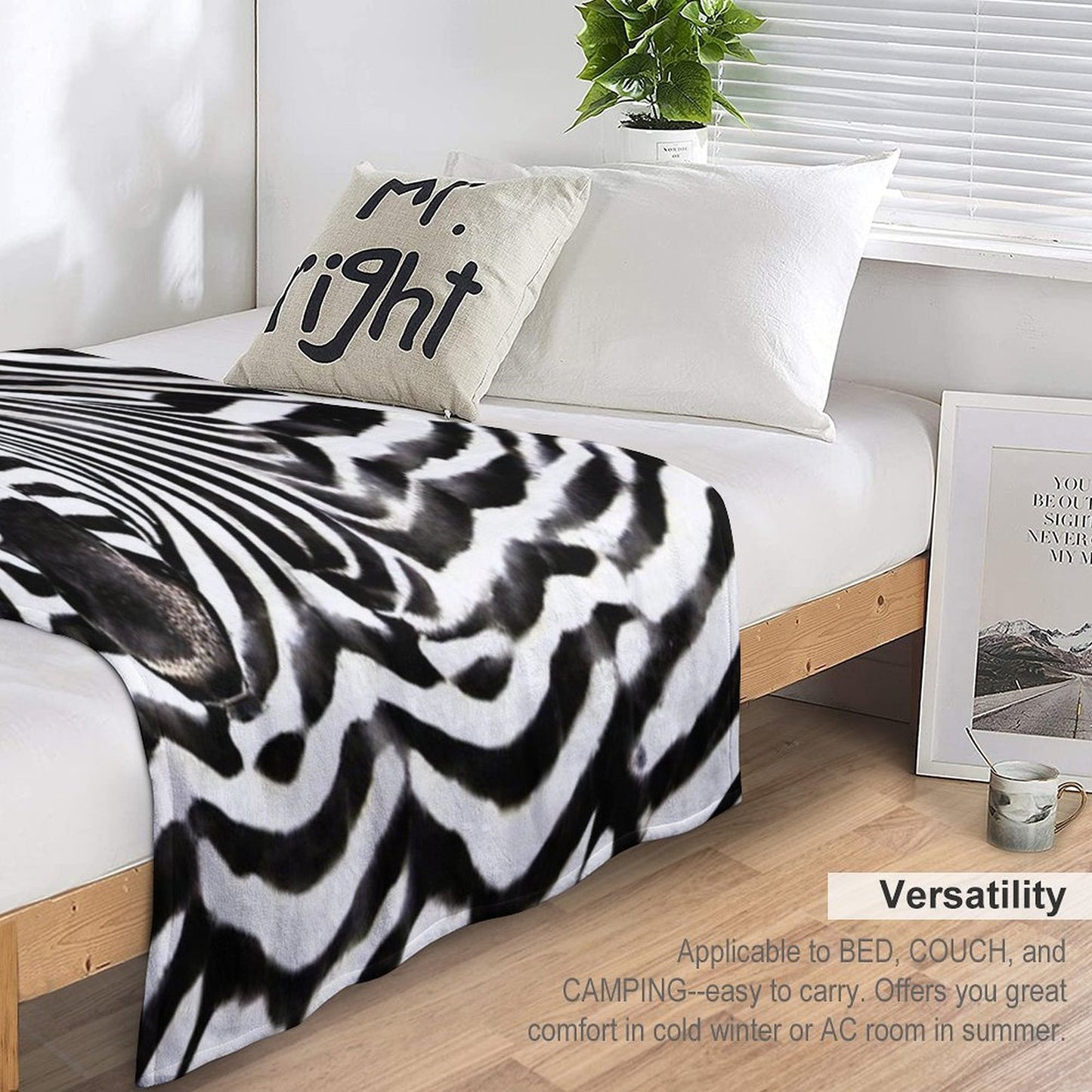 Zebra Skin Pattern Anti-pilling Throw Blanket