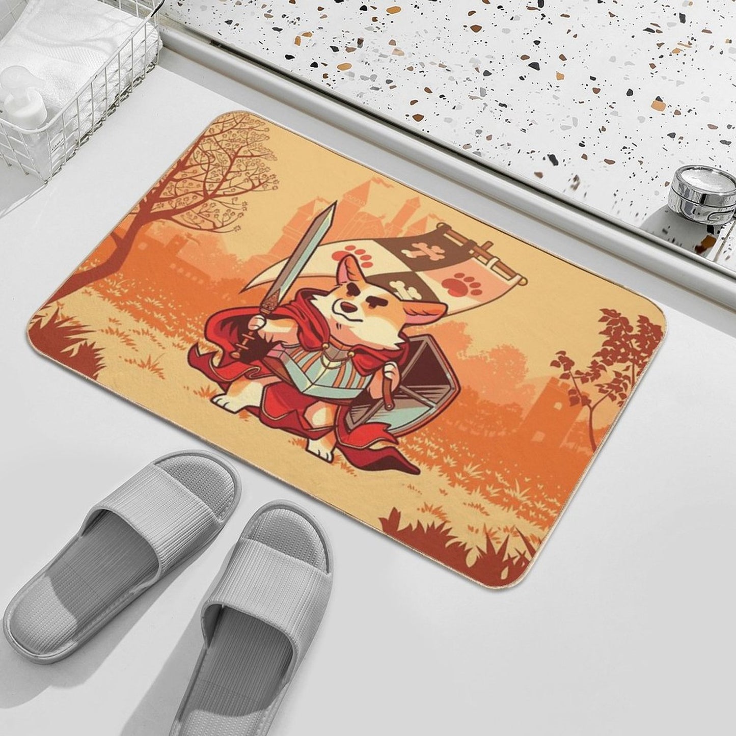 Corgi Knight  Rapid-Drying Bath Mat