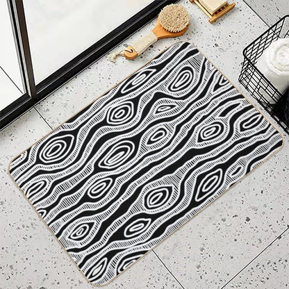 Authentic Aboriginal Art - Tree (white)  Dirt-Trapping Bath Mat