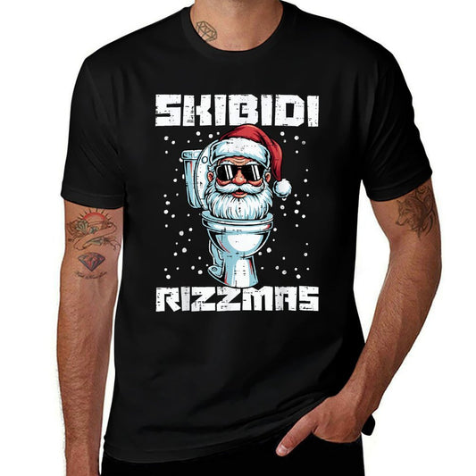 Christmas Skibidi Rizzmas Toilet Xmas Meme Kids Men Women  Fade-proof Color T-Shirt