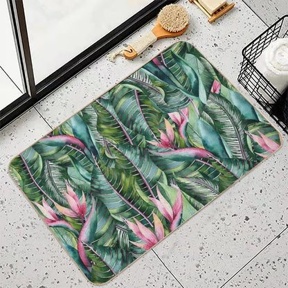 Tropical Banana Leaf Print  Eco-Friendly Bath Mat