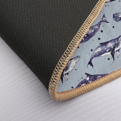 Watercolor Whale Trio in Grey  Eco-Friendly Bath Mat