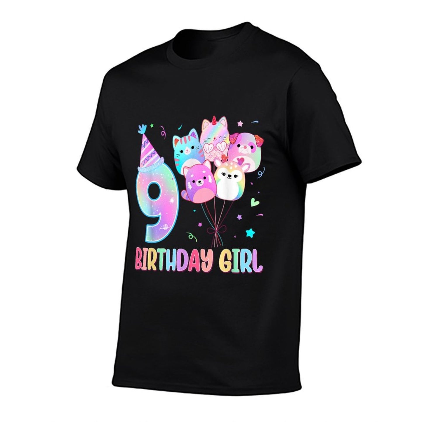 Birthday Girl 9th Birthday Squish Squad Mallow Girls Comfortable T-Shirt