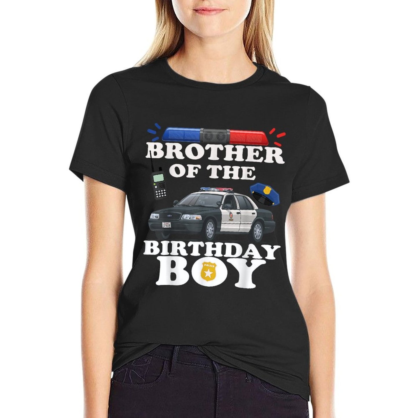 Brother of The Birthday Boy Police Officer Birthday Party  Fade-proof Color T-Shirt