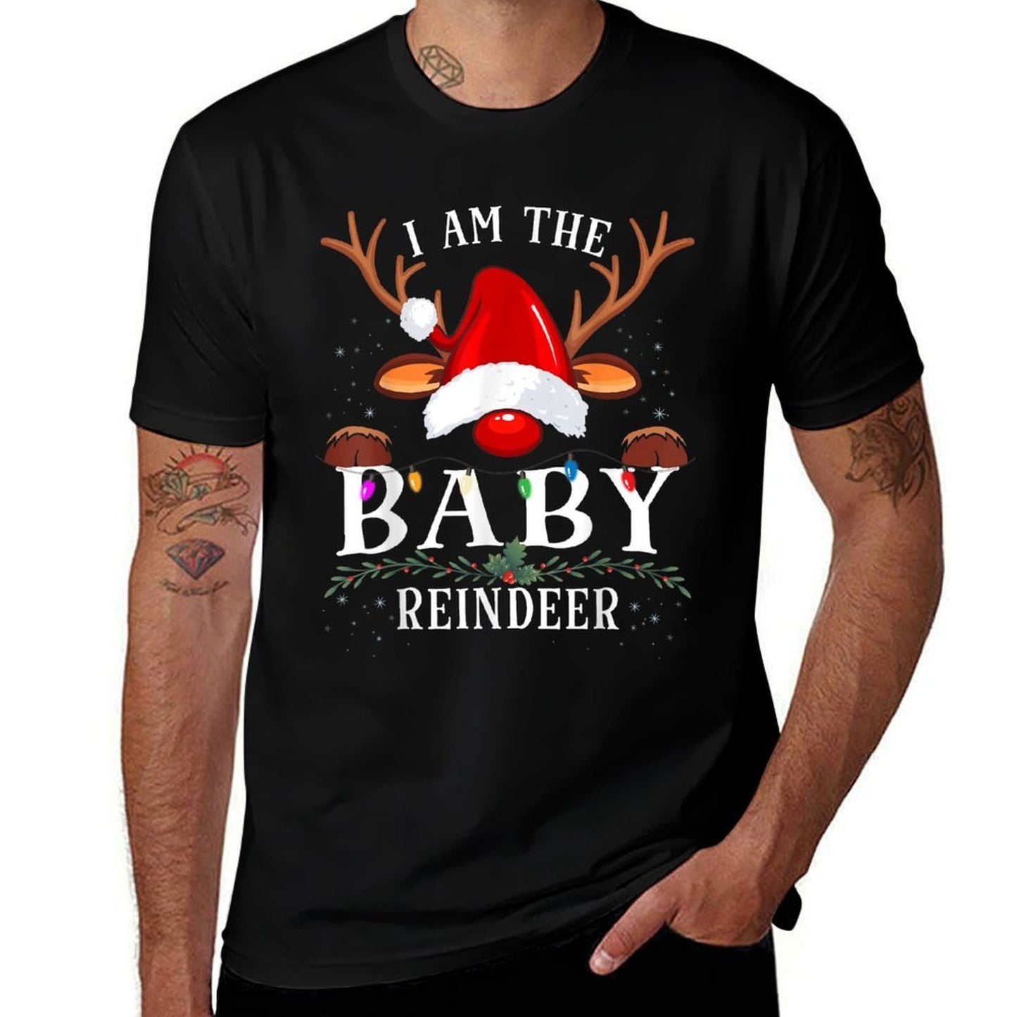 I Am The Baby Reindeer Christmas Family  Heathered Texture T-Shirt