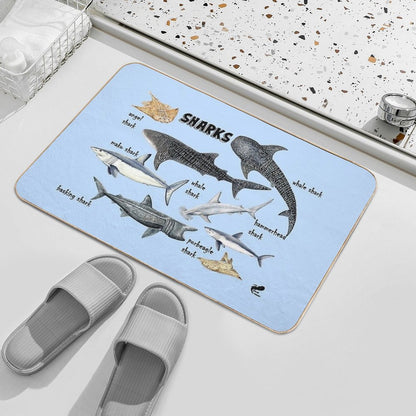 Sharks for Shark Lovers  Fade-Resistant Bath Mat