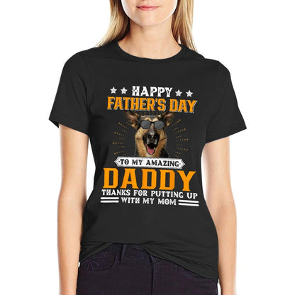 Happy Fathers Day German Shepherd Dog Dad Gifts For Men  Ribbed Collar T-Shirt