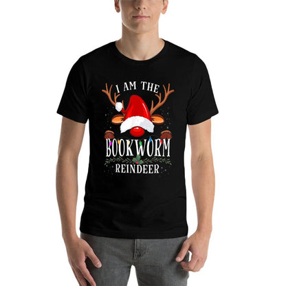 I Am The Bookworm Reindeer Christmas Family  Slim-fit Cut T-Shirt