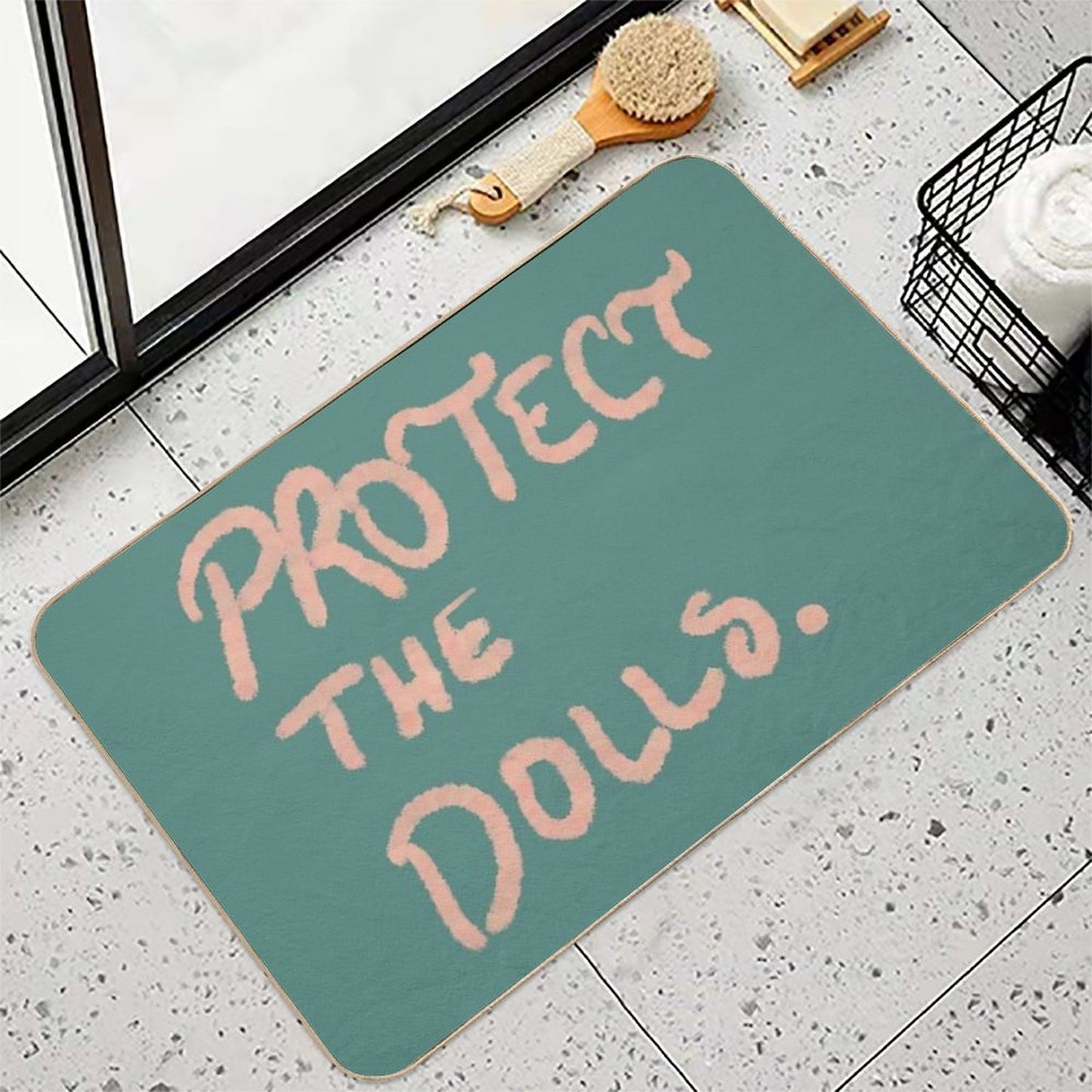 Protect The Dolls - Empowerment Positive Message Handwritten Design  Absorbent Bath Mat