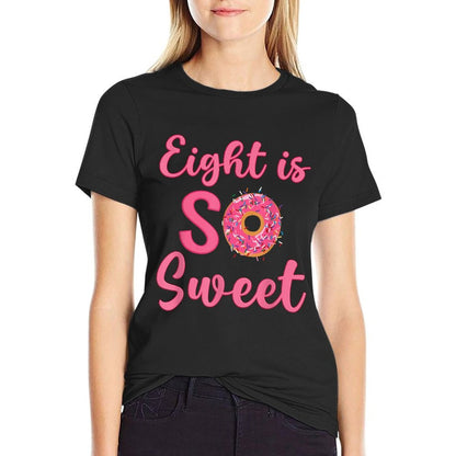 8th Donut Birthday Party Eight Year Old Sweet Girl  Vintage-inspired T-Shirt