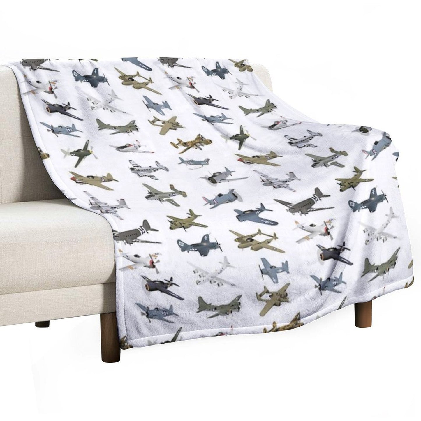 Various American WW2 Airplanes Wrinkle-free Throw Blanket