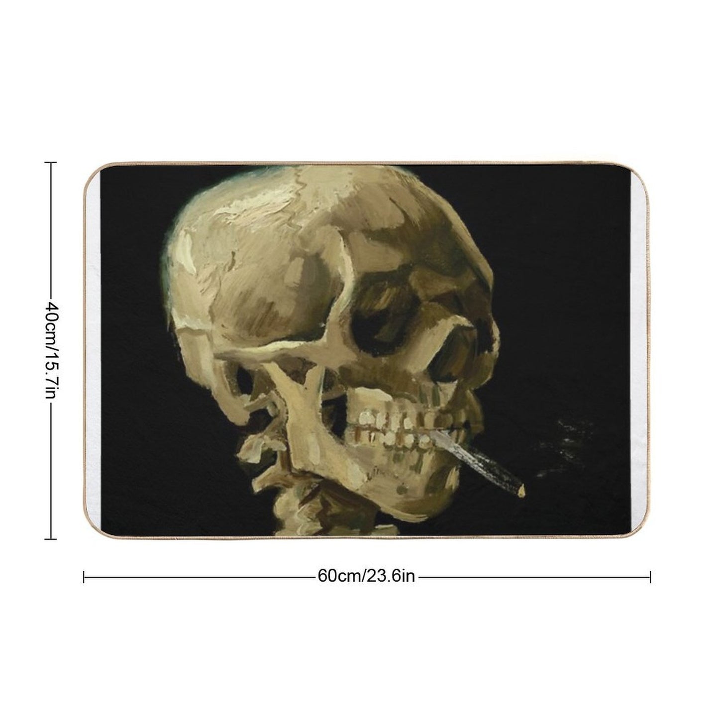Vincent Van Gogh - Skull of A Skeleton with Burning Cigarette  Long-Lasting Bath Mat