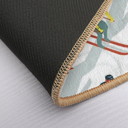 Mid Century Retro Ski Trails in Red, Teal And Yellow  Eco-Friendly Bath Mat