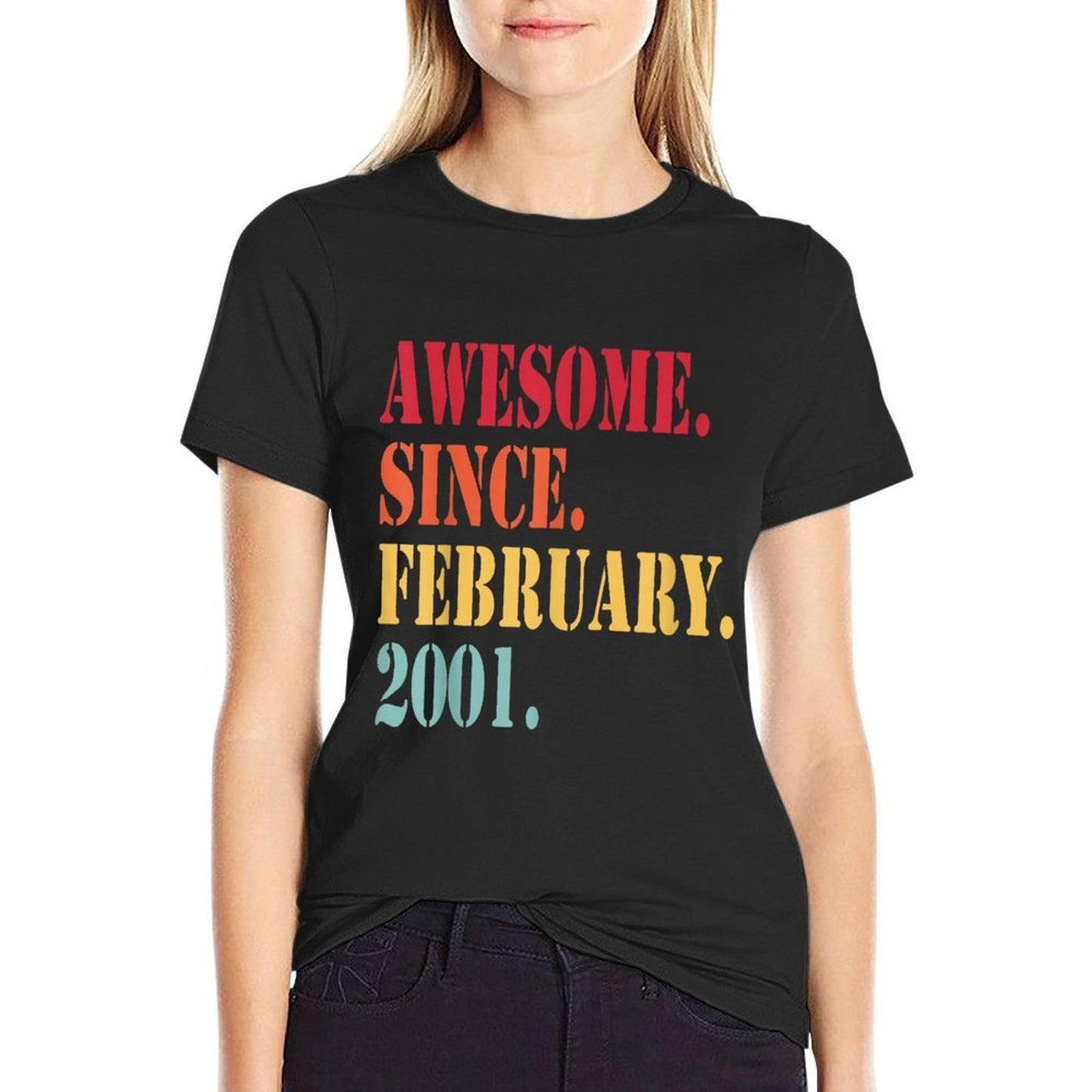 Awesome Since February 2001 For 21 Year Old - 21st Birthday  High-quality Stitching T-Shirt