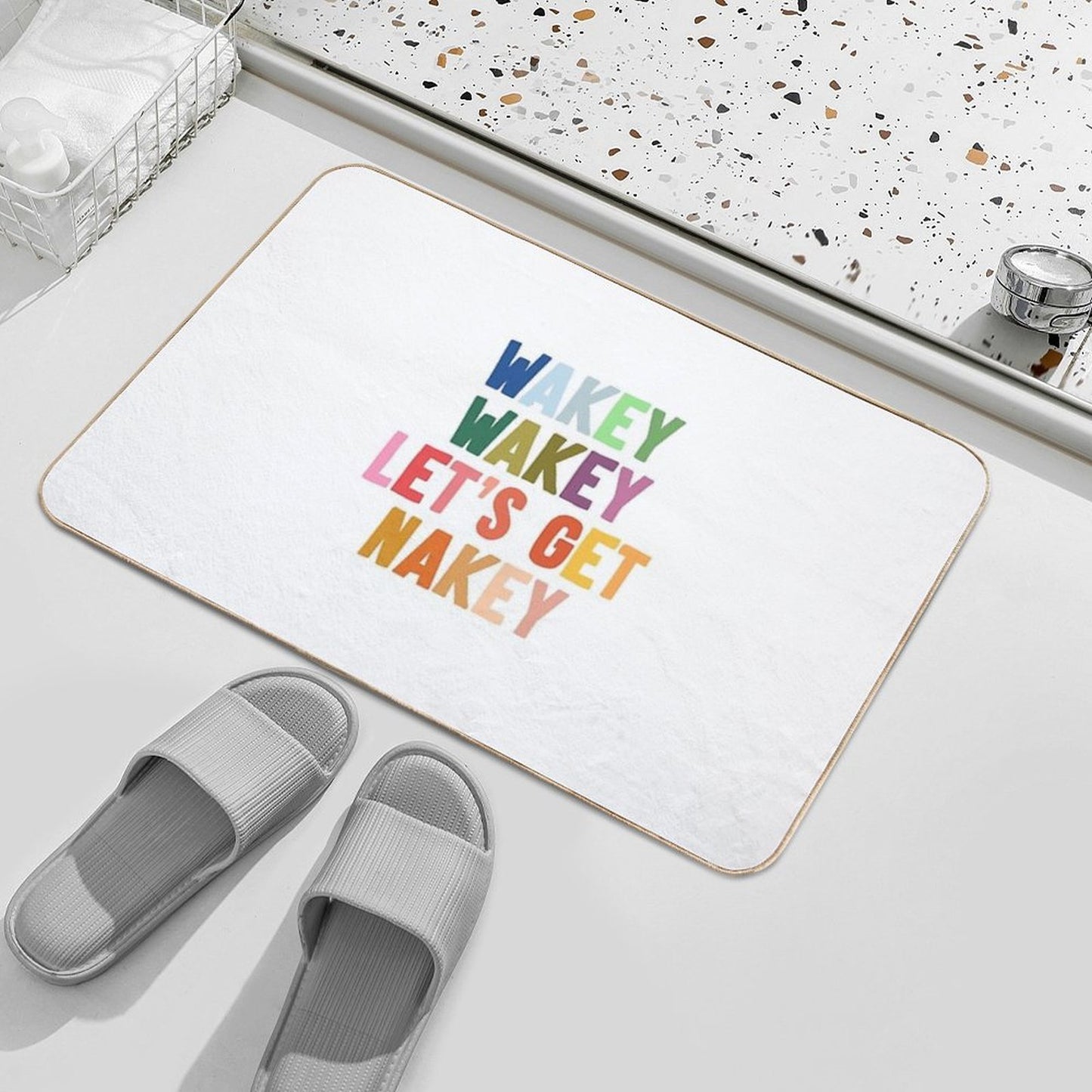 Wakey Wakey Let's Get Nakey Durable Bath Mat