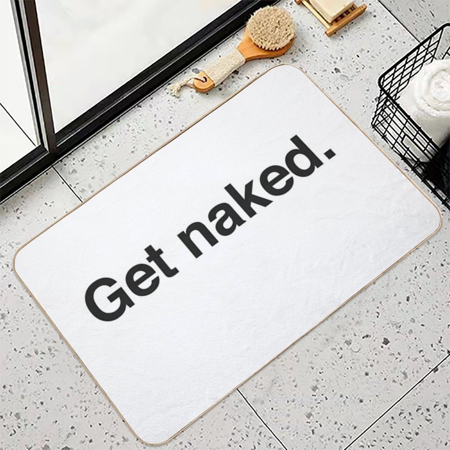 Get Naked - Black And White  Easy To Clean Bath Mat
