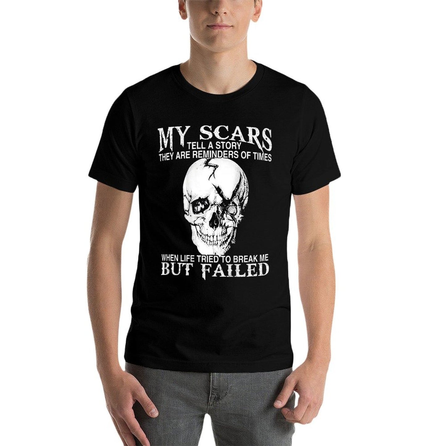 Skull My Scars Tell A Story They Are Reminders (on Back)  Lightweight T-Shirt