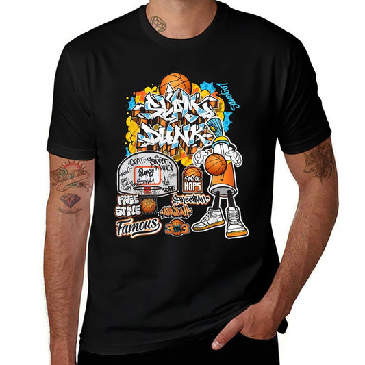 Cool Basketball Graffiti Style Illustration Graphic Designs  Slim-fit Cut T-Shirt