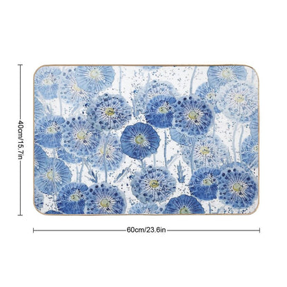 Indigo Dandelion Pattern  Pet-Safe Bath Mat