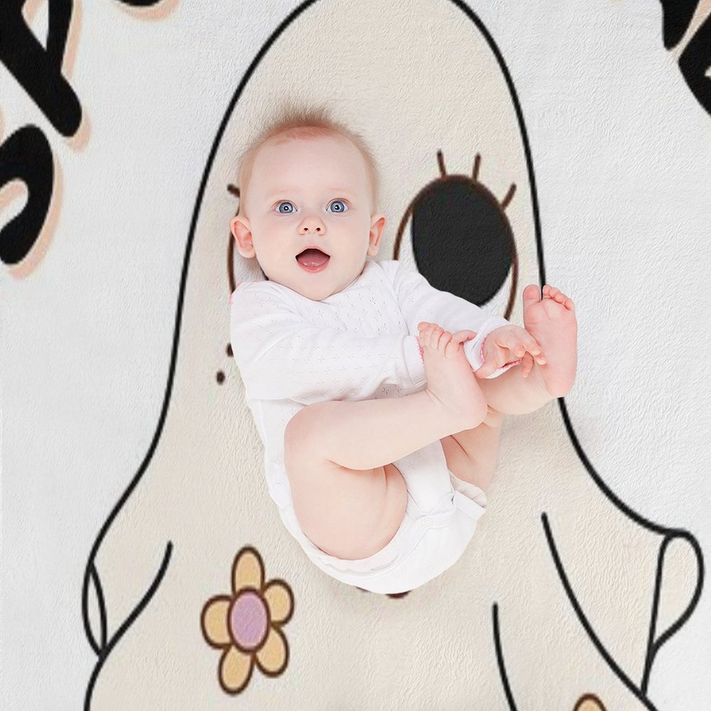Spooky Babe  Cute Retro Halloween Ghost Girl Aesthetic Typography Design Durable Throw Blanket