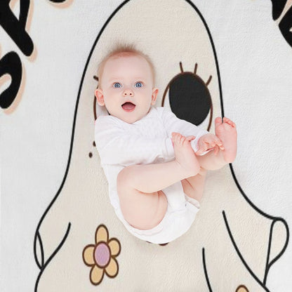 Spooky Babe  Cute Retro Halloween Ghost Girl Aesthetic Typography Design Durable Throw Blanket
