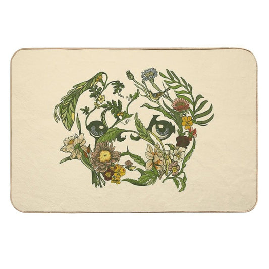 Botanical Pug  Easy Maintenance Bath Mat