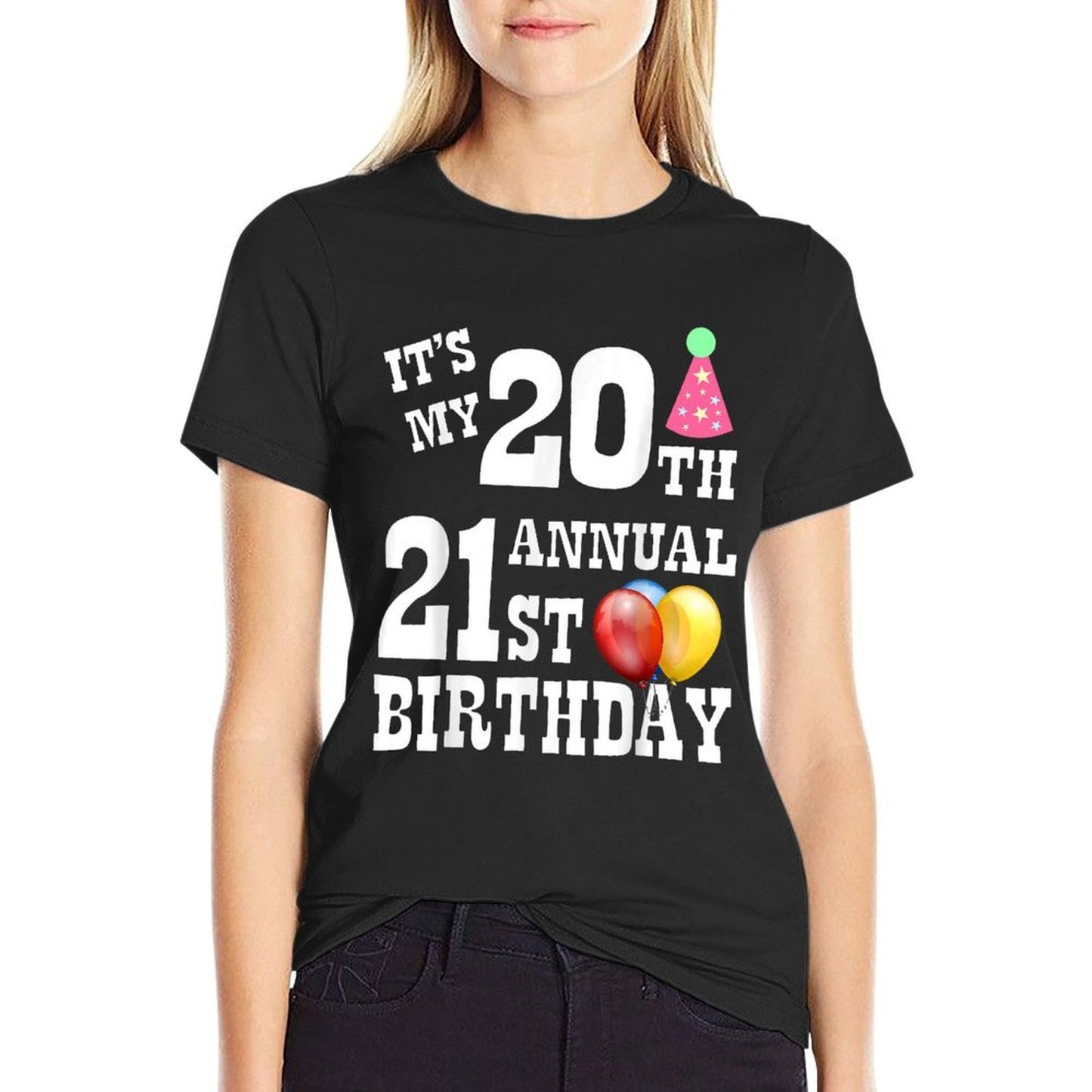 It's My 20th Annual 21st Birthday Funny Bday  Oversized Silhouette T-Shirt