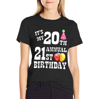 It's My 20th Annual 21st Birthday Funny Bday  Oversized Silhouette T-Shirt