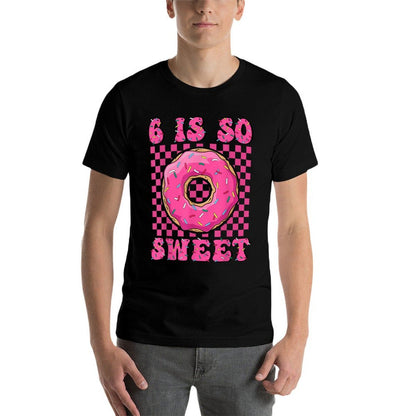 6 Is So Sweet 6th Birthday Matching Groovy Pink Donut Party  Breathable T-Shirt