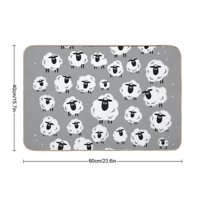 Sheep Well #18 (Gray) - Flock of Sheep - Counting Sheep  Non-Slip Bath Mat