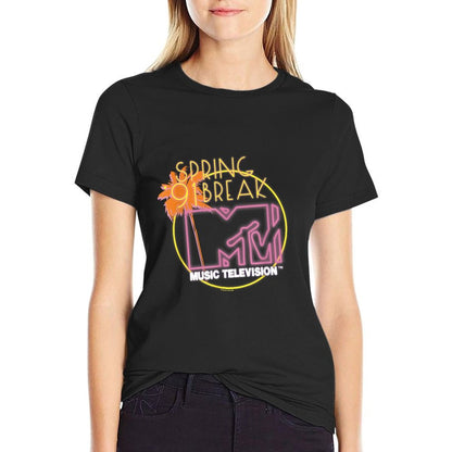 MTV Spring Break 91 Neon Sign  Tagless Design T-Shirt