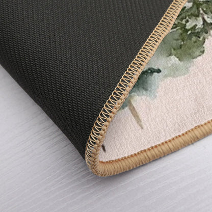Watercolor Pine Forest And Mountain Aesthetic Graphic  Easy To Clean Bath Mat