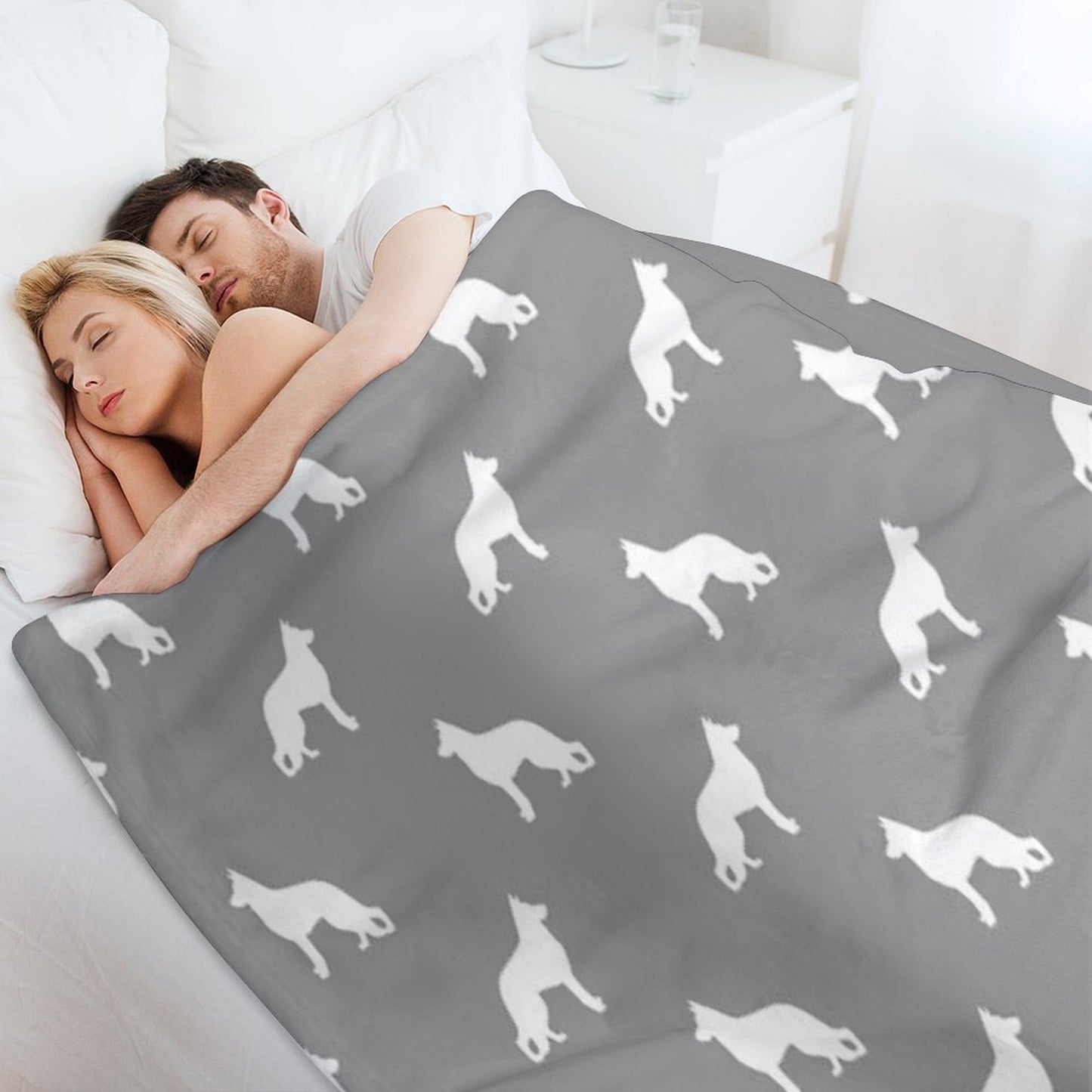 White German Shepherd Dog Silhouette Versatility Throw Blanket