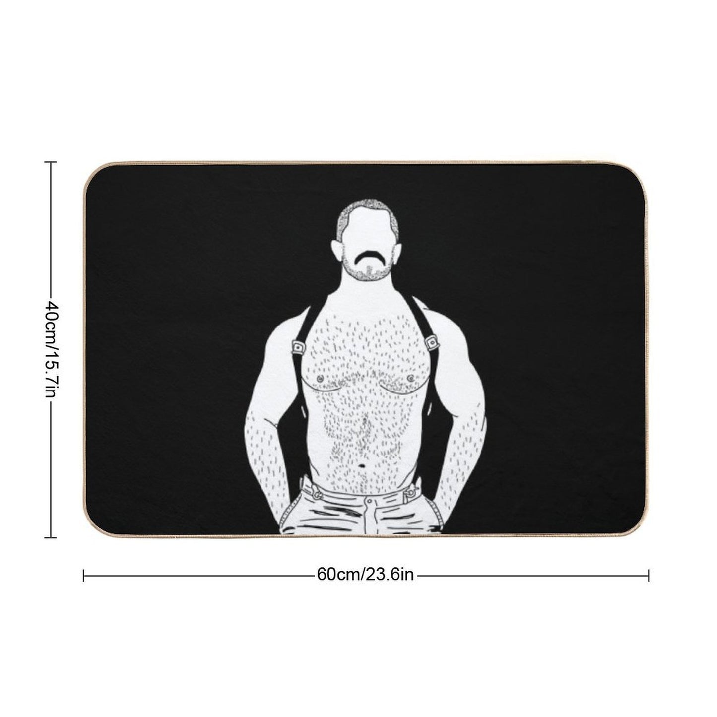 Gay Muscle Bear with Suspenders  Toxin-Free Bath Mat