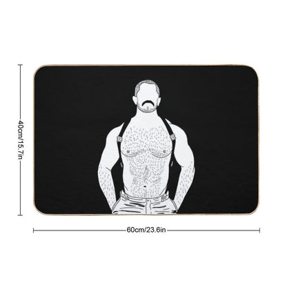Gay Muscle Bear with Suspenders  Toxin-Free Bath Mat