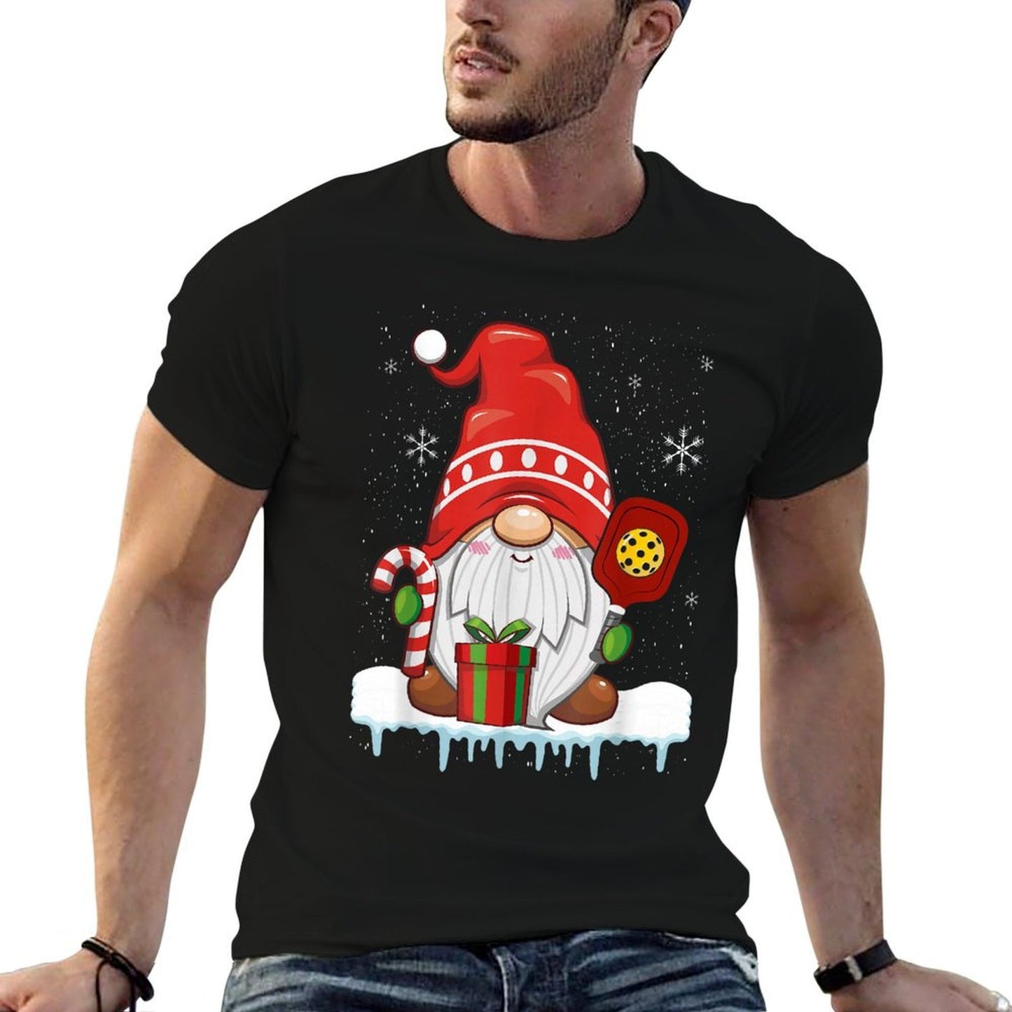 Christmas Gnome With Candy Cane  Pickleball  Versatile T-Shirt