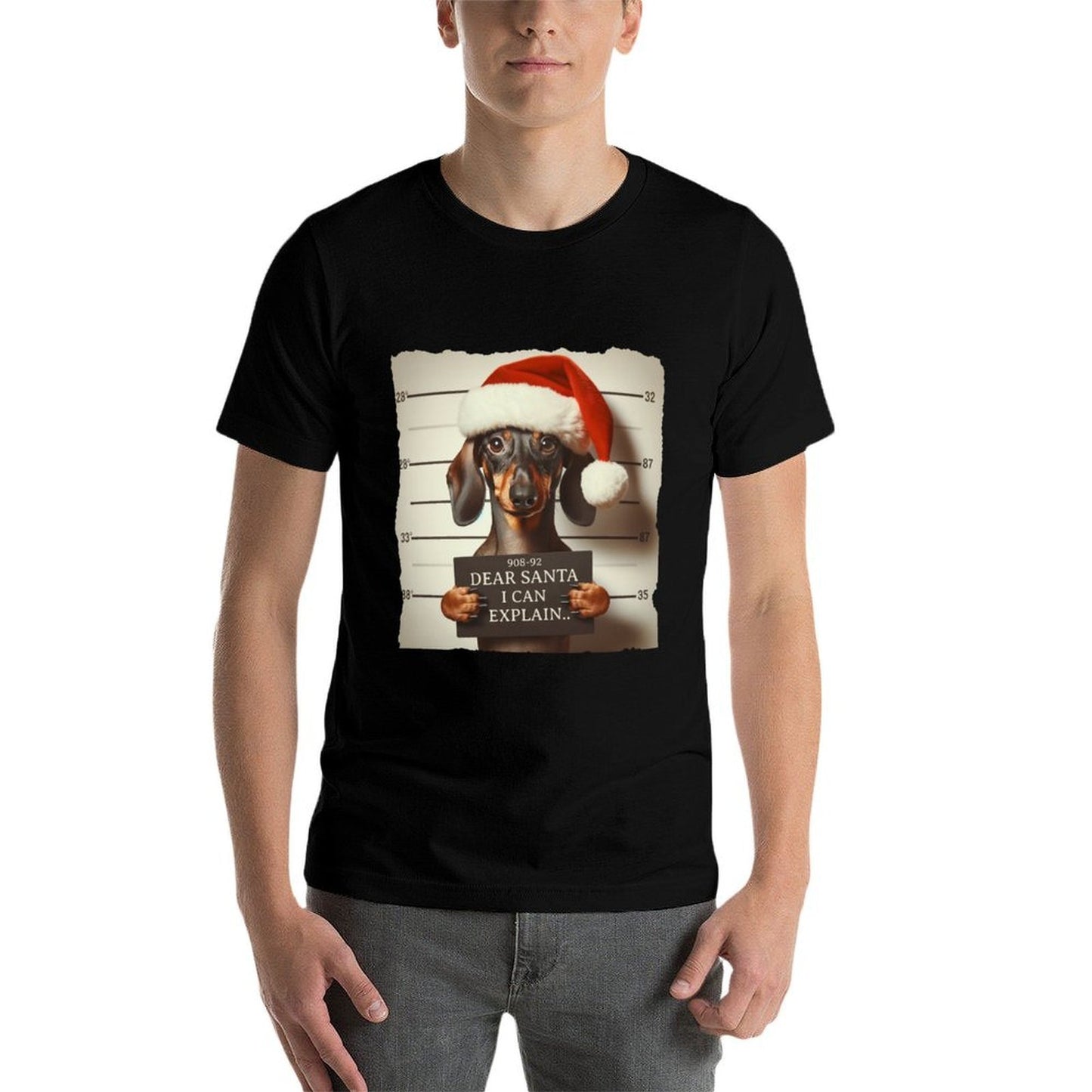 Funny Dachshund Christmas Dear Santa I Can Explain Weiner  Tagless Design T-Shirt