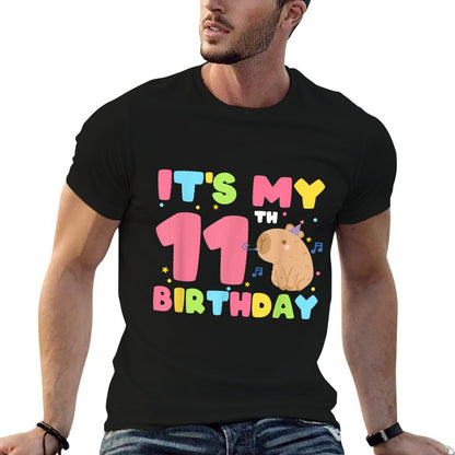 It's My 11th Birthday Capybara 11 Years Old Capy Birthday  Polyester Blend T-Shirt