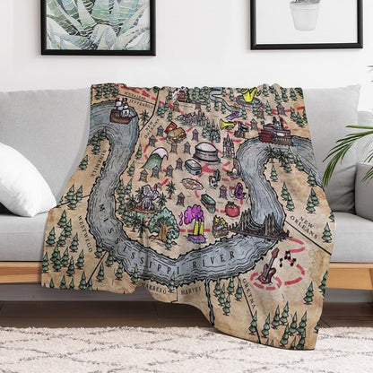 New Orleans Treasure Map Quick-dry Throw Blanket