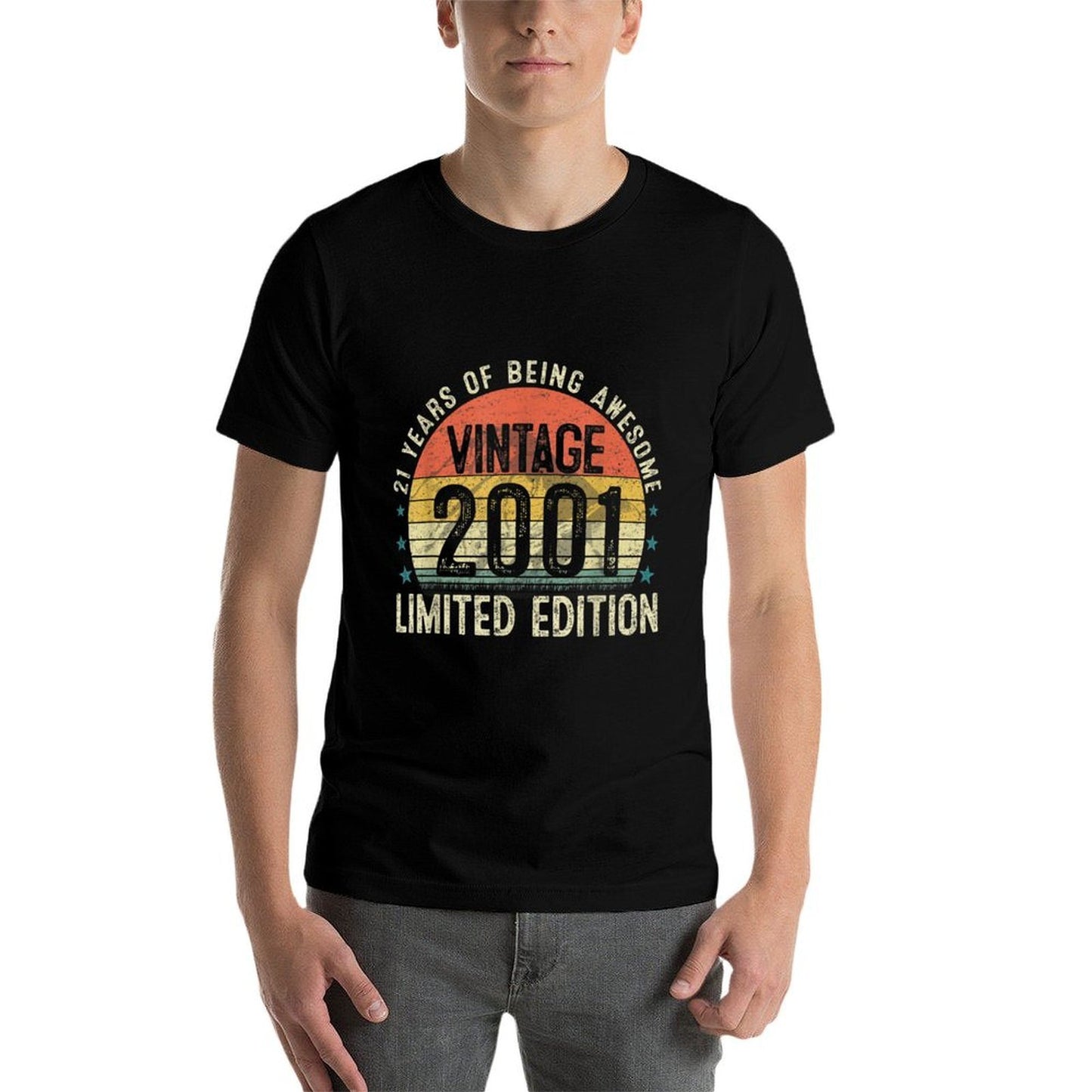 21 Years Old Vintage 2001 Retro Twenty-first Birthday Party  High-quality Stitching T-Shirt