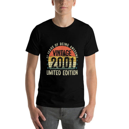 21 Years Old Vintage 2001 Retro Twenty-first Birthday Party  High-quality Stitching T-Shirt