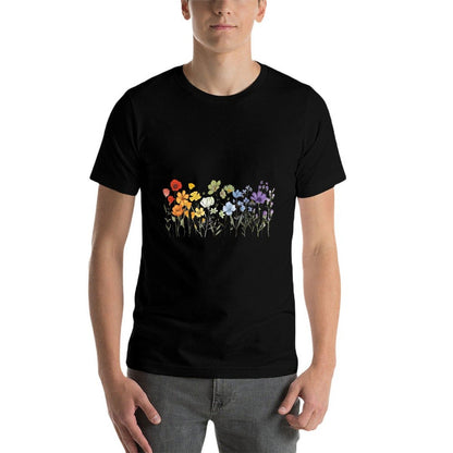 Subtle Wildflowers LGBTQ Month Rainbow Florals Gay Pride  Eco-friendly Material T-Shirt