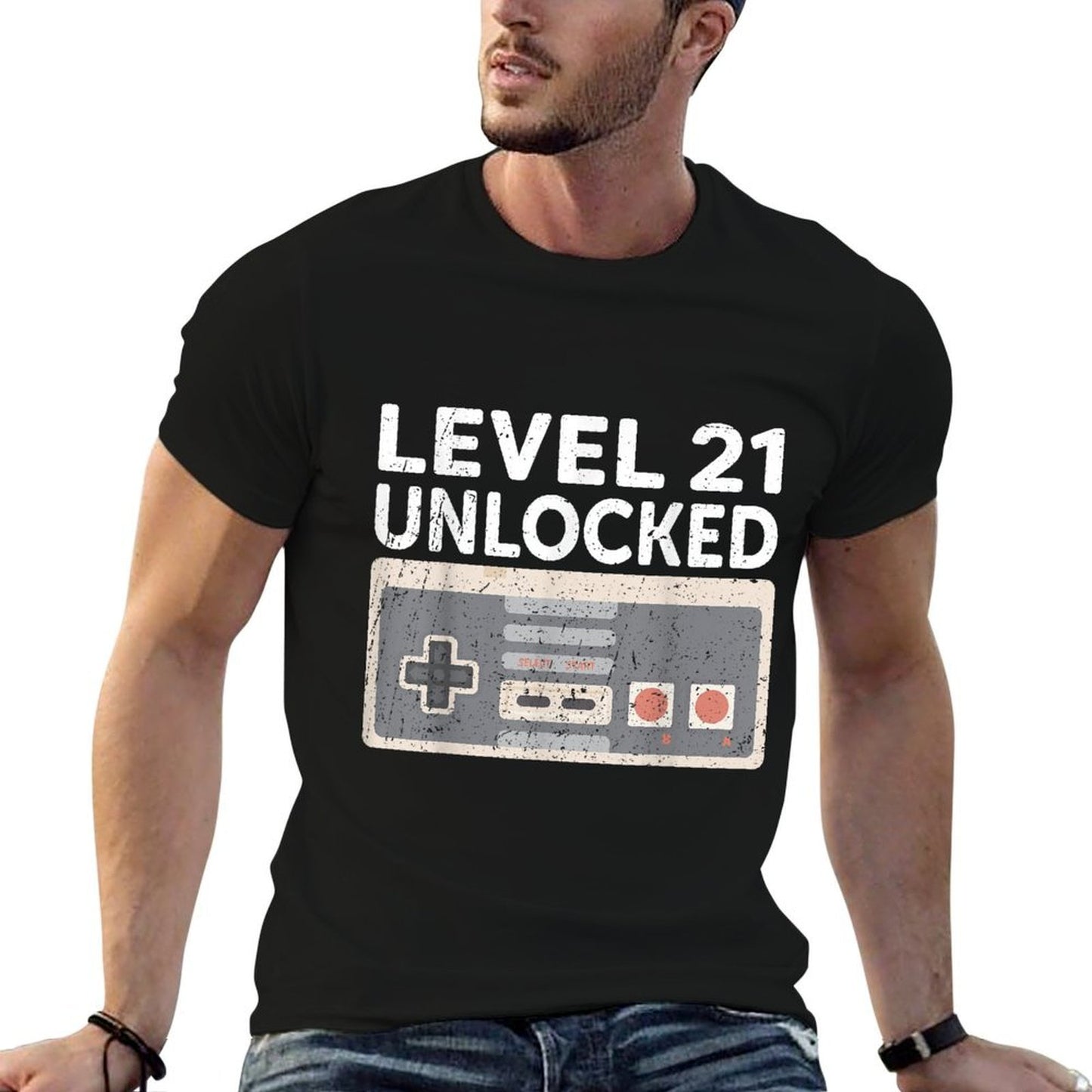 Level 21 Unlocked Funny Video Gamer 21st Birthday  Eco-friendly Material T-Shirt