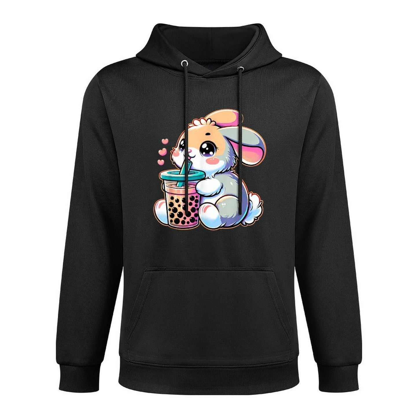 Cute Bunny Rabbit Drink Boba Tea Kawaii Easter For Kidn Machine Washable Hoodie