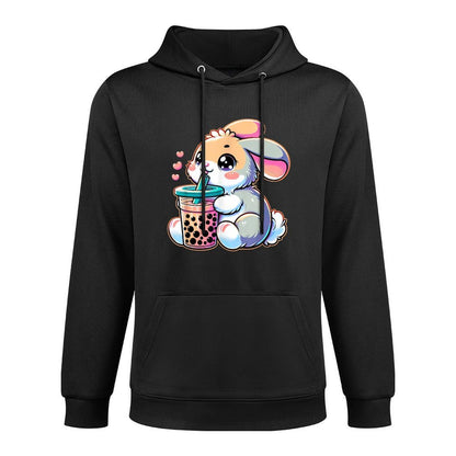 Cute Bunny Rabbit Drink Boba Tea Kawaii Easter For Kidn Machine Washable Hoodie