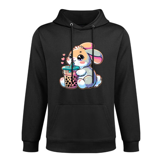 Cute Bunny Rabbit Drink Boba Tea Kawaii Easter For Kidn Machine Washable Hoodie