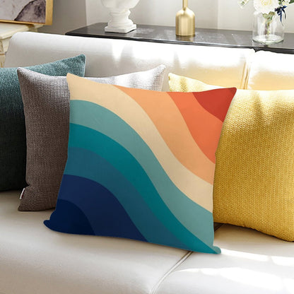 Retro Summer Wave #1 #minimal #decor #art Soft High-Density Material Throw Pillow