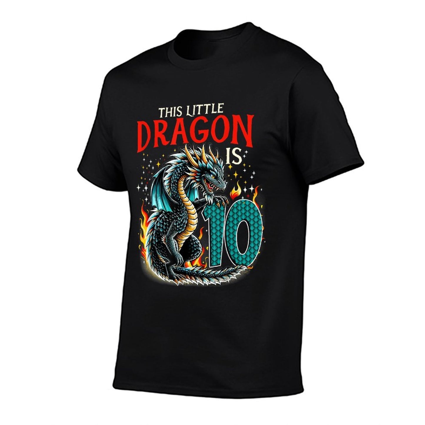Turning 10 Year Old Birthday Boy Dragon 10th Bday Girl  Wrinkle-resistant T-Shirt