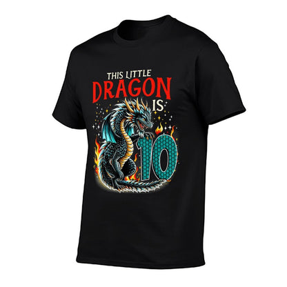 Turning 10 Year Old Birthday Boy Dragon 10th Bday Girl  Wrinkle-resistant T-Shirt